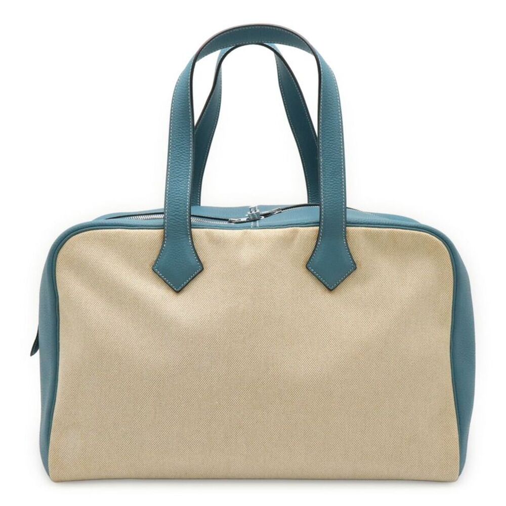 Hermes Victoria 43 Boston Bag Travel Bag Blue